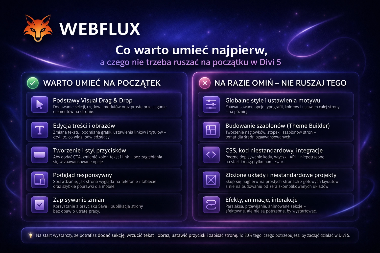 Co warto umieć najpierw, a czego nie trzeba ruszać na początku w Divi 5