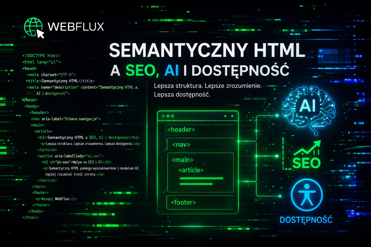 Semantyczny HTML sam w sobie nie sprawi, że słaba treść zacznie rankować. Nie zastąpi sensownej architektury informacji, dobrych nagłówków, porządnej treści ani poprawnej indeksacji. Ale pomaga wyszukiwarce lepiej zrozumieć strukturę strony.