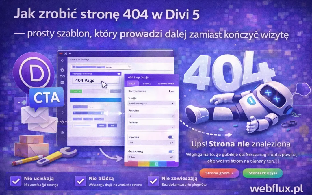 Jak zrobić stronę 404 w Divi 5 — prosty szablon, który prowadzi dalej zamiast kończyć wizytę