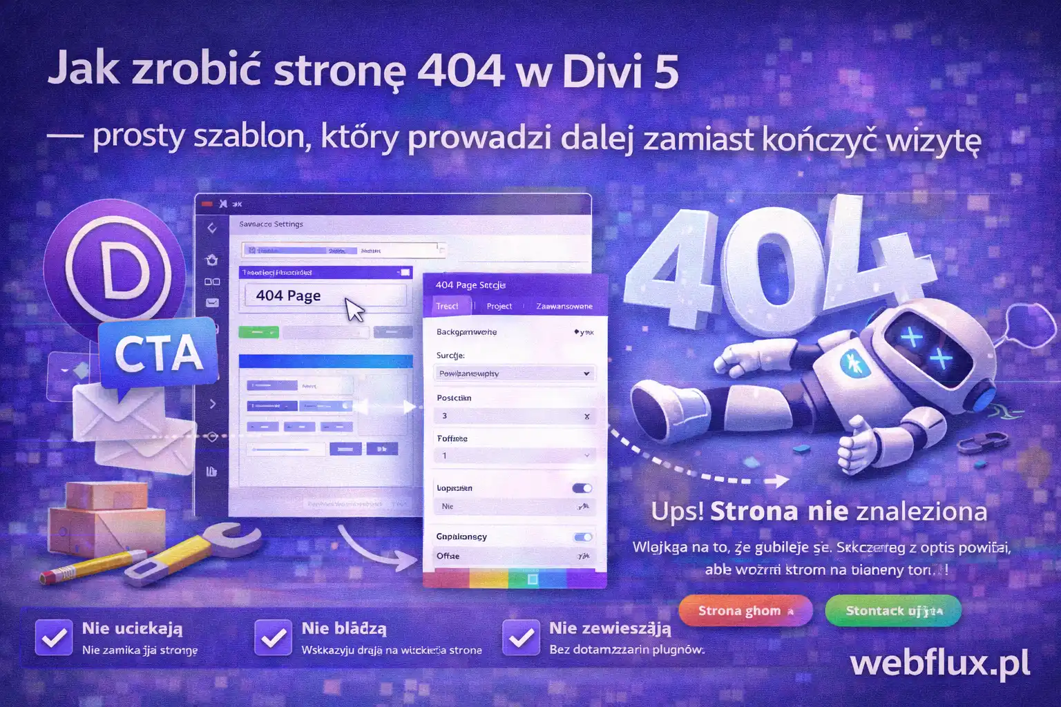 Jak zrobić stronę 404 w Divi 5 — prosty szablon, który prowadzi dalej zamiast kończyć wizytę Jak zrobić stronę 404 w Divi 5 — prosty szablon, który prowadzi dalej zamiast kończyć wizytę
