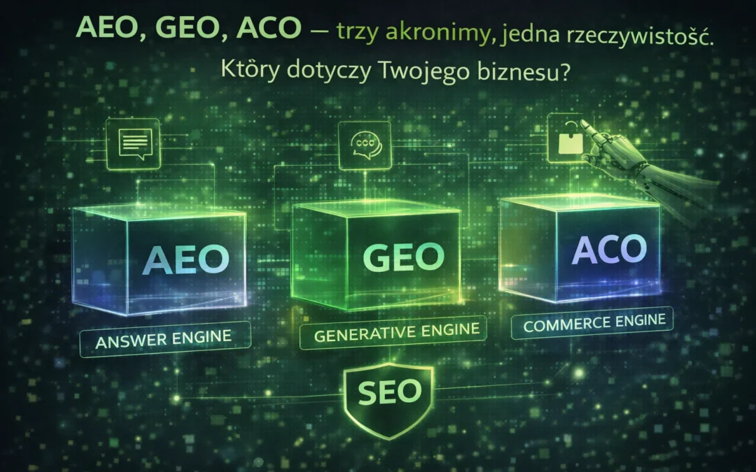 AEO, GEO, ACO — trzy akronimy, jedna rzeczywistość. Który dotyczy Twojego biznesu?