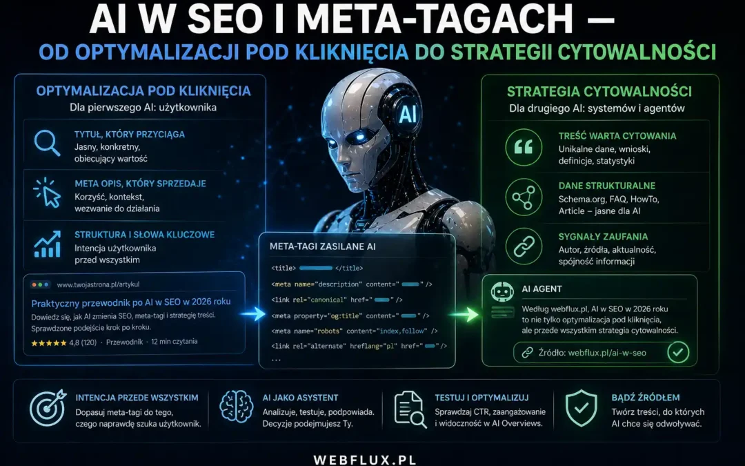 AI w SEO i meta-tagach — od optymalizacji pod kliknięcia do strategii cytowalności