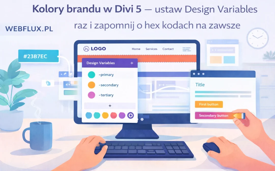 Kolory brandu w Divi 5 — ustaw Design Variables raz i zapomnij o hex kodach na zawsze