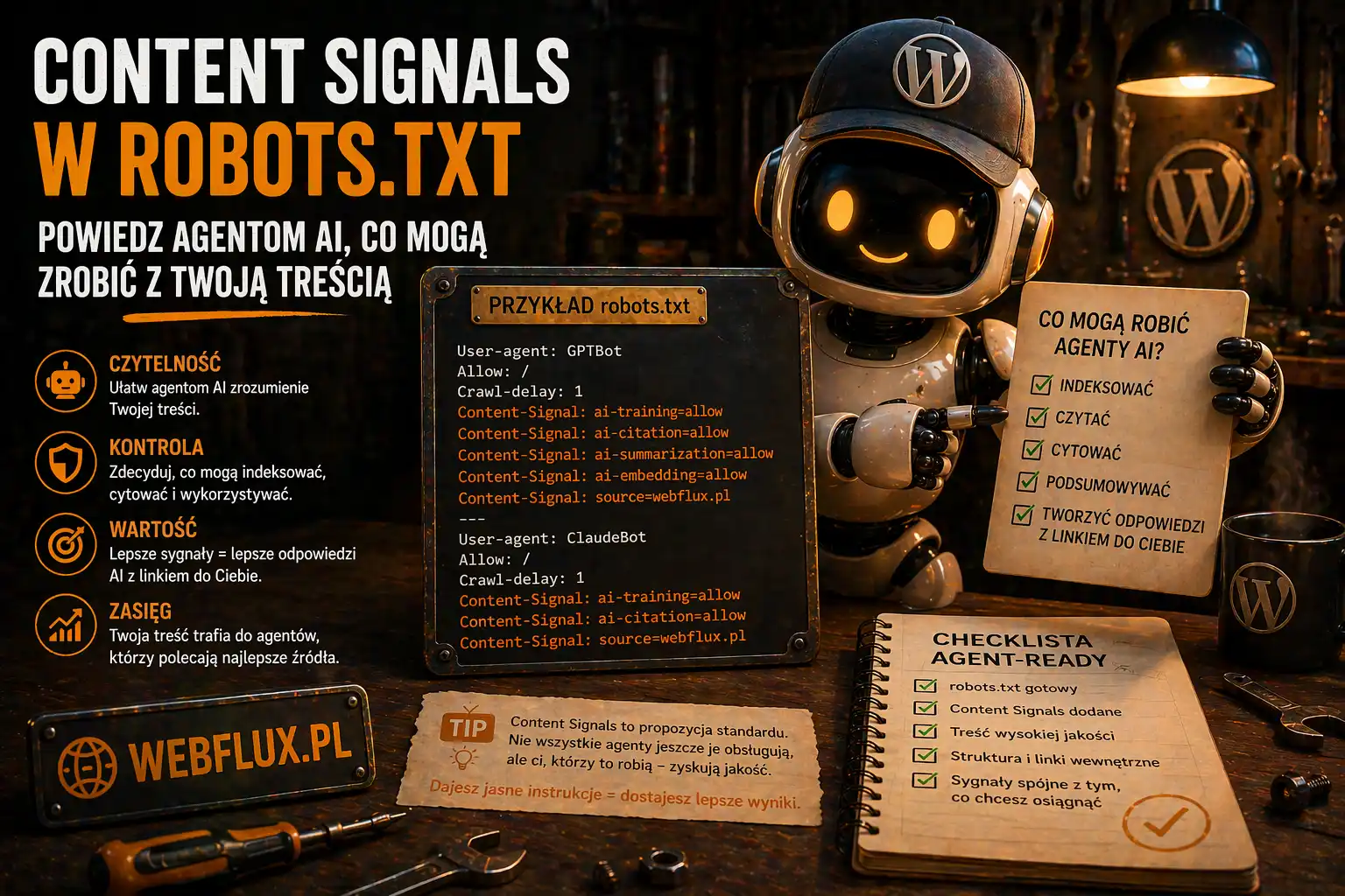 Content Signals w robots.txt — powiedz agentom AI co mogą zrobić z Twoją treścią