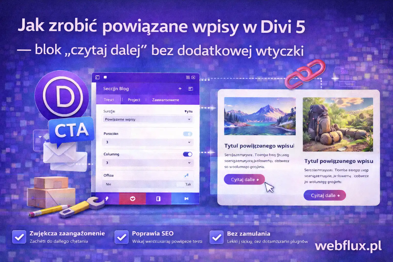 Jak zrobić powiązane wpisy w Divi 5 — blok „czytaj dalej” bez dodatkowej wtyczki
