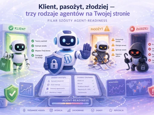 Klient, pasożyt, złodziej — trzy rodzaje agentów na twojej stronie i filar szósty agent-readiness