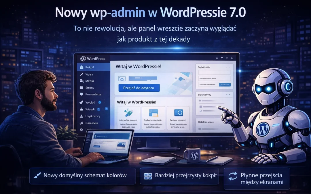 Nowy wp-admin w WordPressie 7.0. To nie rewolucja, ale panel wreszcie zaczyna wyglądać jak produkt z tej dekady
