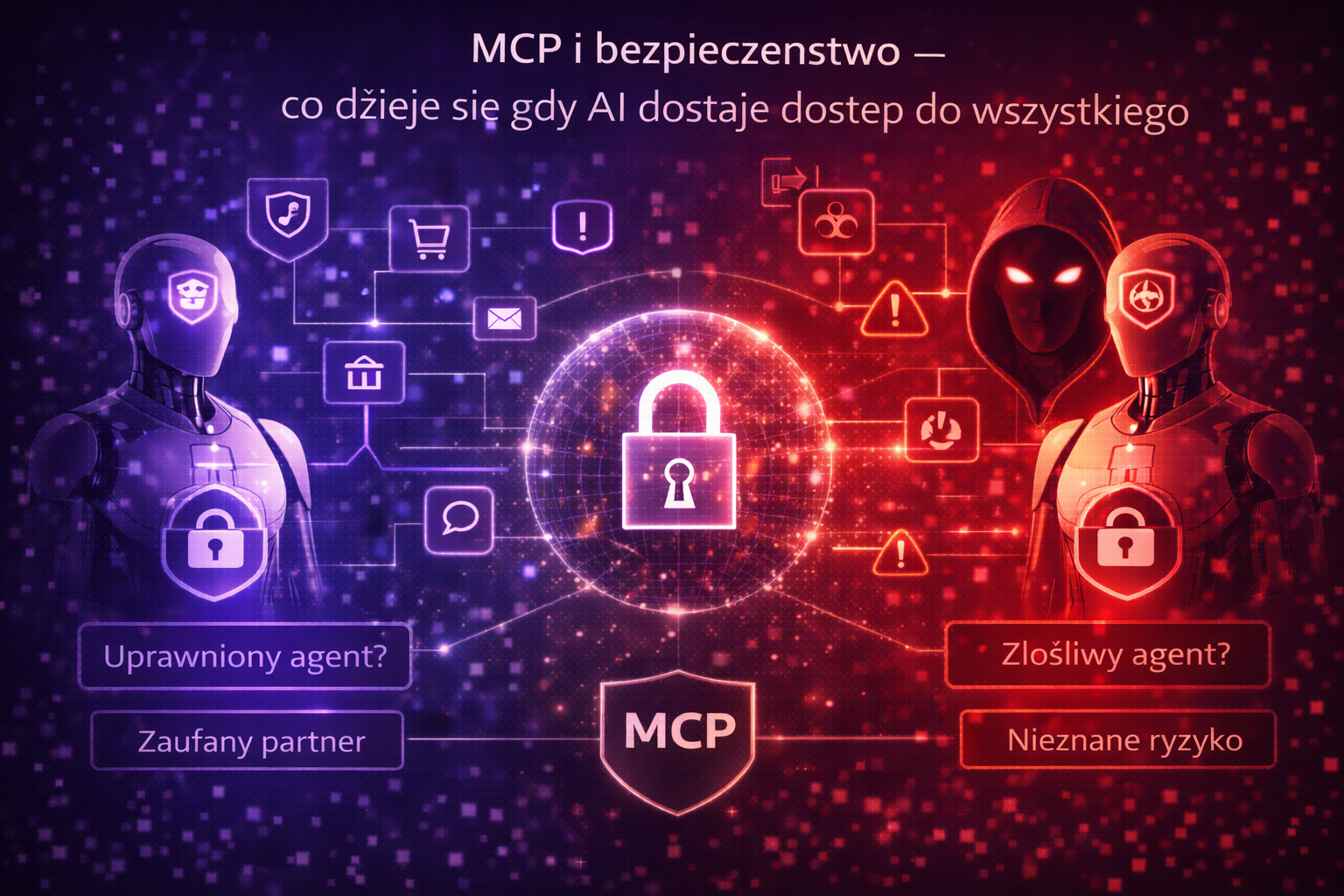 Tradycyjny chatbot AI siedzi w piaskownicy. Dostaje zapytanie, generuje odpowiedź. Nawet jeśli popełni błąd — halucynuje, myli fakty — skutki są ograniczone do tekstu na ekranie. Użytkownik widzi odpowiedź i decyduje co z nią zrobić. Agent AI z MCP jest zupełnie inny.