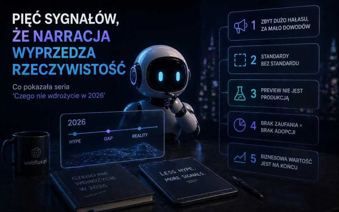 Pięć sygnałów, że narracja wyprzedza rzeczywistość — co pokazała seria 'Czego nie wdrożycie w 2026′
