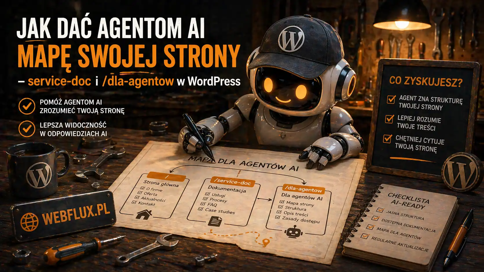 Jak dać agentom AI mapę swojej strony — service-doc i / dla-agentow w WordPress