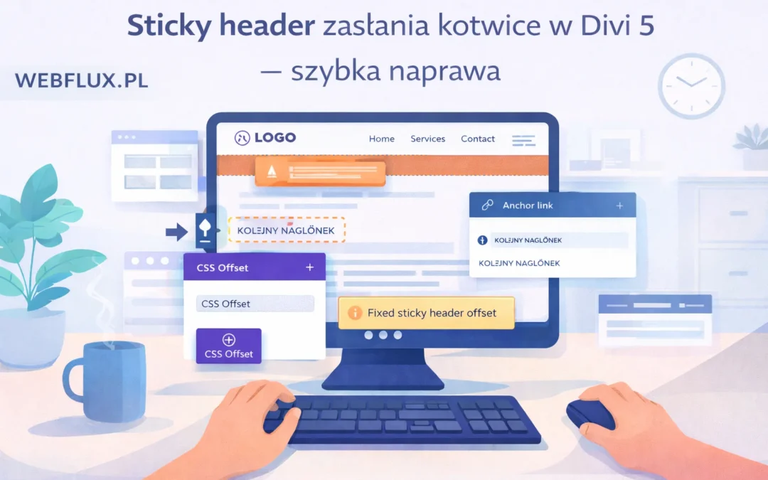 Sticky header zasłania kotwice w Divi 5 — szybka naprawa