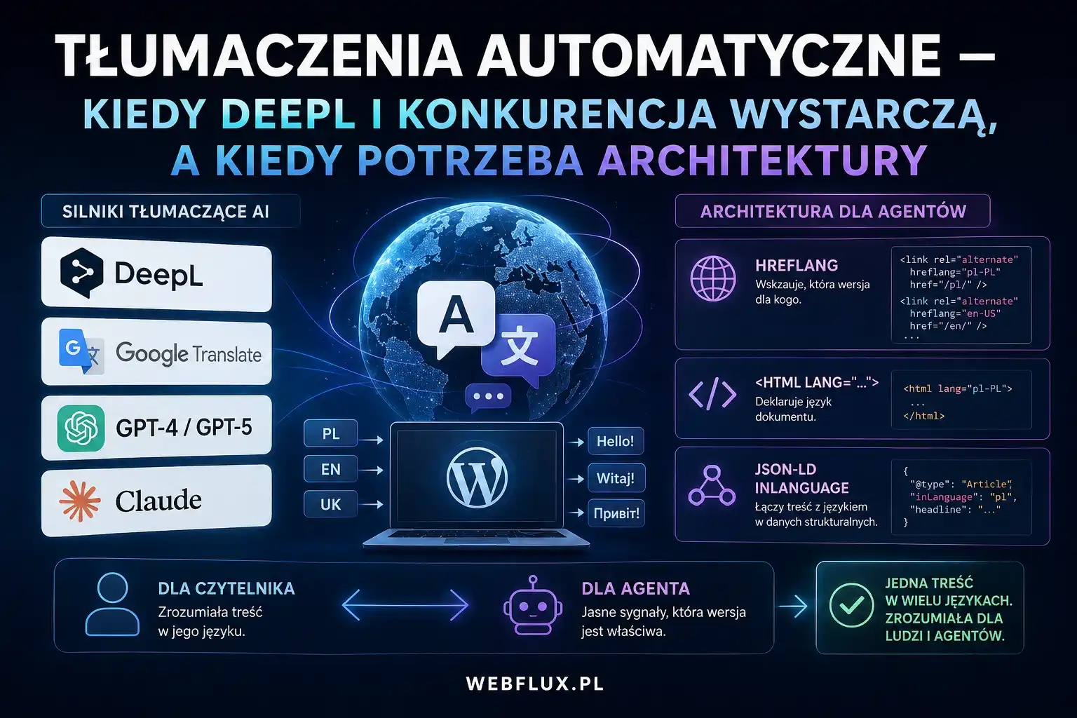 Tłumaczenia automatyczne — kiedy DeepL i konkurencja wystarczą, a kiedy potrzeba architektury