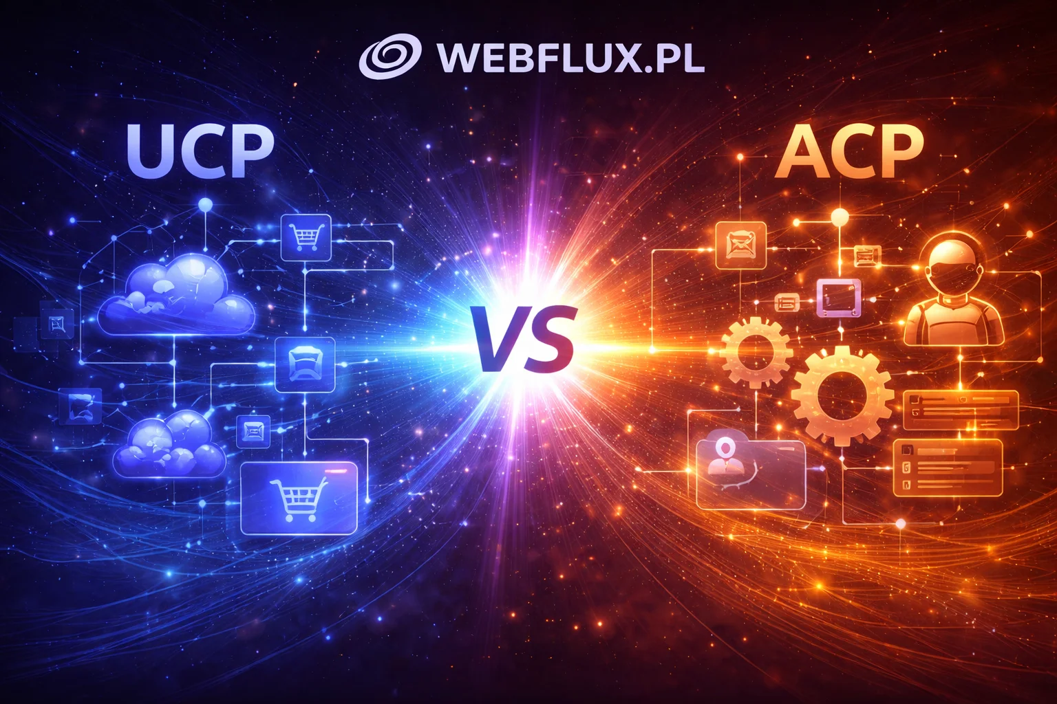 Universal Commerce Protocol (UCP) i Agentic Commerce Protocol (ACP) to dwa standardy, które w ciągu ostatnich miesięcy wyznaczają kierunek agentycznego handlu. Pierwszy ogłosiło Google w styczniu 2026 roku we współpracy z Shopify, Walmart i dziesiątkami partnerów z branży płatniczej. Drugi powstał wcześniej — OpenAI i Stripe zaprezentowali ACP w październiku 2025 roku razem z funkcją Instant Checkout w ChatGPT.