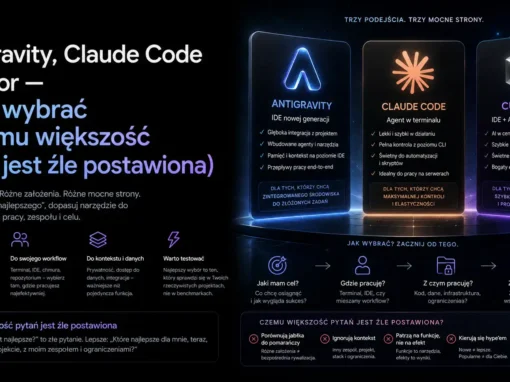 Antigravity, Claude Code i Cursor — które wybrać (i czemu większość pytań jest źle postawiona)