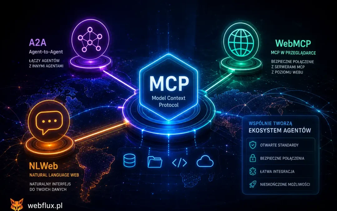 Mapa protokołów agentowych — MCP, A2A, WebMCP, NLWeb i gdzie każdy pasuje