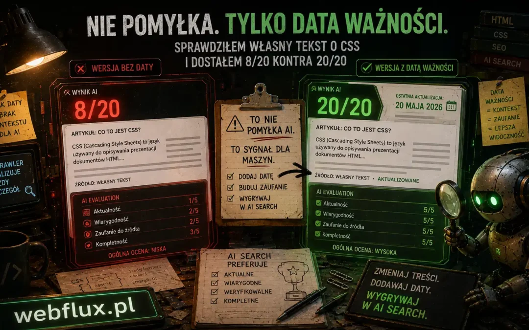 Nie pomyłka, tylko data ważności. Sprawdziłem własny tekst o CSS i dostałem 8/20 kontra 20/20