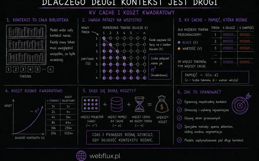 Dlaczego długi kontekst jest drogi — KV cache i koszt kwadratowy