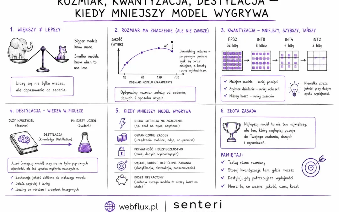 Rozmiar, kwantyzacja, destylacja — kiedy mniejszy model wygrywa