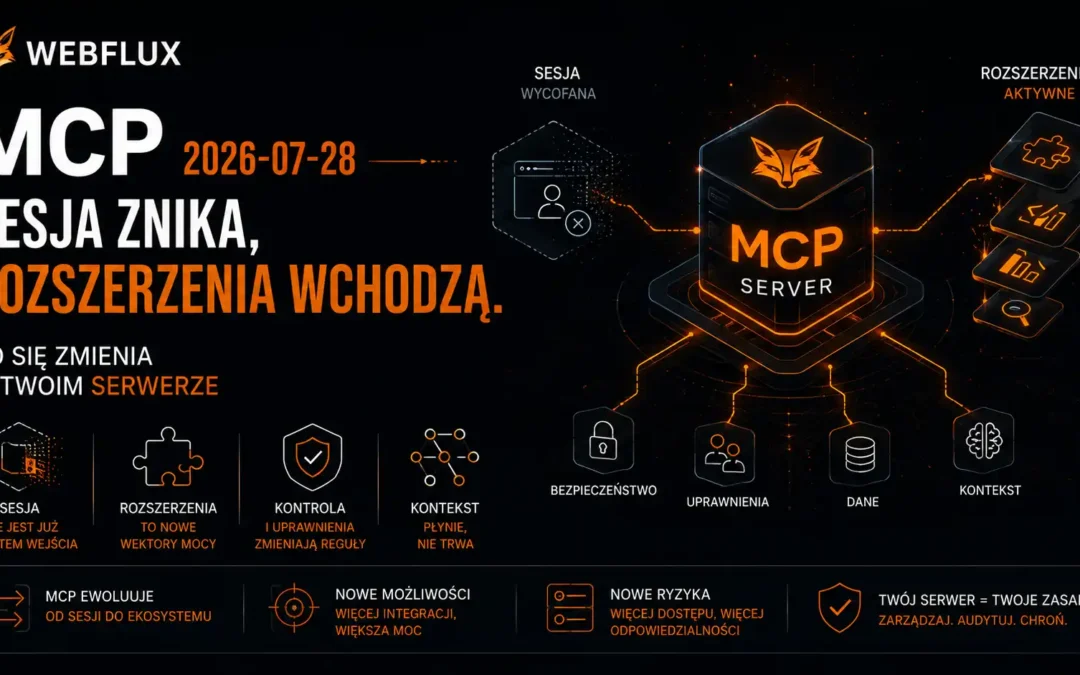 MCP 2026-07-28 — sesja znika, rozszerzenia wchodzą. Co się zmienia w Twoim serwerze